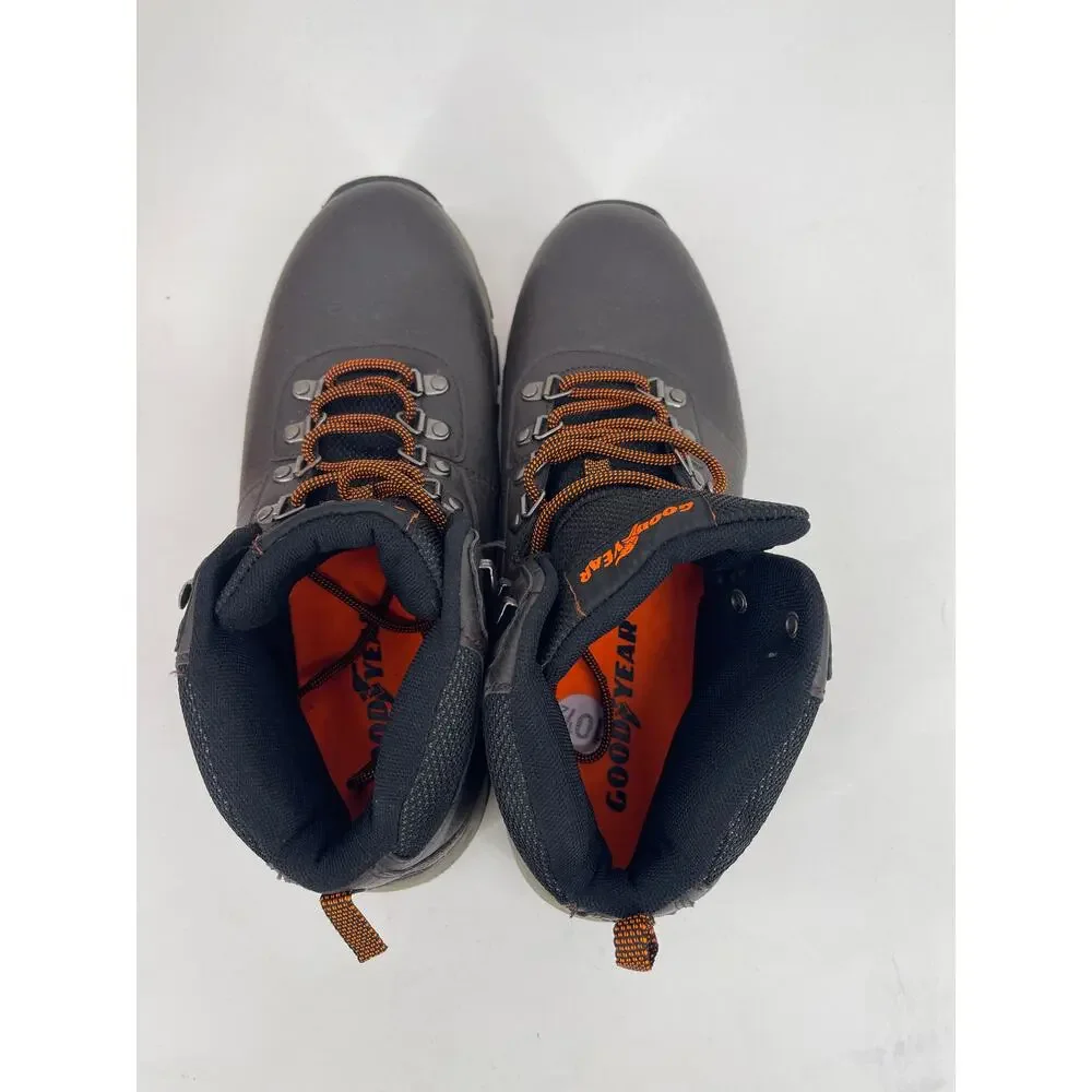 Goodyear Men's Black Hiking Boots with Orange Accents, Size: 10.5